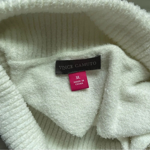 Vince Camuto White & Black Striped Chenille Turtleneck Sweater Xlarge Women’s - Picture 8 of 10